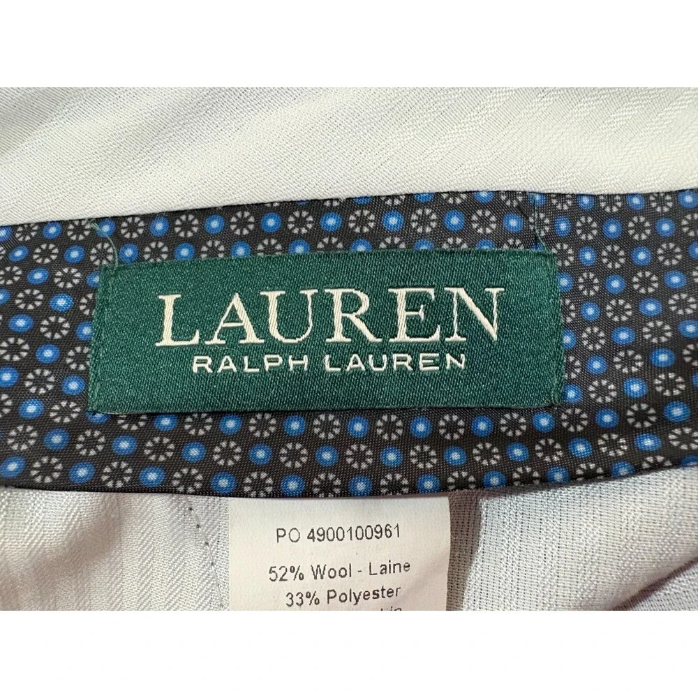 Lauren Ralph Lauren Mens Blue Wool Linen Flat Front Dress Pants Preppy Sz 42x26